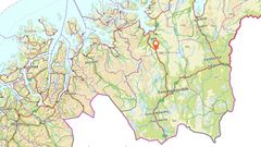 Bildet er et kart der Kløfte er markert i kartet sør for Alta. Bildeteksten sier, Kløfta : Markert i kartet sør for Alta. E45 fra Alta og sørover mot Kautokeino og Finland er en svært viktig ferdselsåre både for person og godstrafikk i Finnmark.