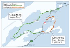 Anbefalt omkjøring for lokaltrafikk i Nordre Trøndelag.