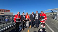 Gratulerer med dagen, Trondheim! Ove Myrvåg (Statens vegvesen), Tom Kalsås (Samferdselsdepartementet), Kjell Inge Davik (Statens vegvesen), Helge Gjøsæter (Leirvik AS), Kent Ranum (ordfører, Trondheim kommune) og Torstein Ryeng (Statens vegvesen) holdt taler under åpningsmarkeringen.