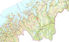 Kart som viser hvor Kløfta ligger i landet vårt. Bildeteksten sier, Kløfta : Markert i kartet sør for Alta. E45 fra Alta og sørover mot Kautokeino og Finland er en svært viktig ferdselsåre både for person og godstrafikk i Finnmark.