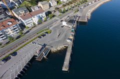 Dronebilde av E39 Molde ferjekai.