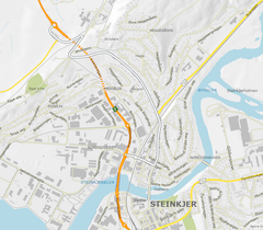 Angivelse av omkjøring mens tunnelen er stengt under øvelsen.