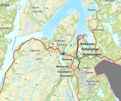 Kart som viser Sør-Varanger kommune.