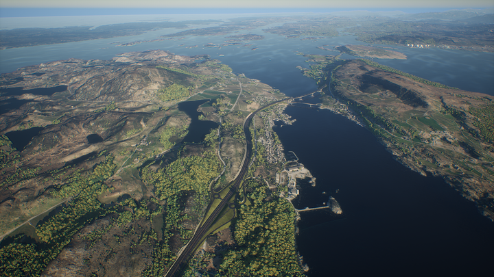 Illustrasjonen viser Statens vegvesens anbefalte alternativ forbi Bokn. I underkant av bildet kobles ny E39 på Rogfast, verdens lengste undersjøiske tunnel, som er planlagt åpnet i 2033. E39 fortsetter nordover retning Haugesund, Stord og Bergen.