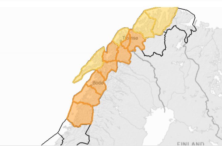 Det er oransje farevarsel om betydelig snøskredfare i Nordland og sør- Troms fra onsdag til og med fredag.