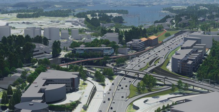 Illustrasjon av det fremtidige Fornebukrysset.