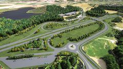 Illustrasjon av ny kryssløsning ved Måna i Frogn kommune. Til høyre i bildet vises tunnelportalene til Oslofjordtunnelen.