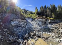 Frå E39 Skredestranda, området der Statens vegvesen bygger bru. Foto: Statens vegvesen