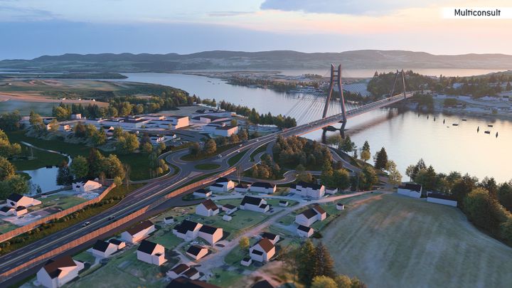Statens vegvesen har sendt forslag til reguleringsplan for rv. 22 Glommakryssing til Lillestrøm kommune. Slik vil det nye vegsystemet se ut fra østsiden.