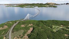 E39 Ådland-Svegatjørn. Brua over Bjørnafjorden blir på om lag 5,5 km og er planlagt  som ein kombinasjon av sideforankra flytebru og skråkabelbru. Brua går frå Kaldafoss nord på Reksteren i Tysnes kommune til Gulholmane sør for Røtinga i Bjørnafjorden kommune der vegen fortset i ein 7,7 km lang tunnel. Brua vert Noregs lengste bru.