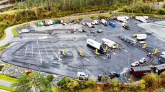 Dronebilete av døgnkvileplassen ved E39 Sande i Sunnfjord.