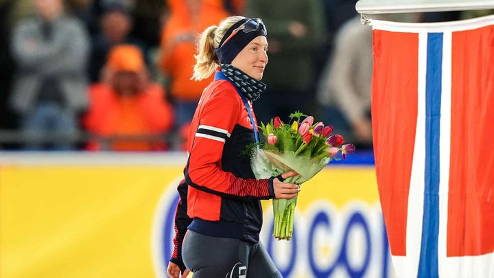 Ragne Wiklund da hun tok bronse i fjorårets EM allround og sprint i Heereveen