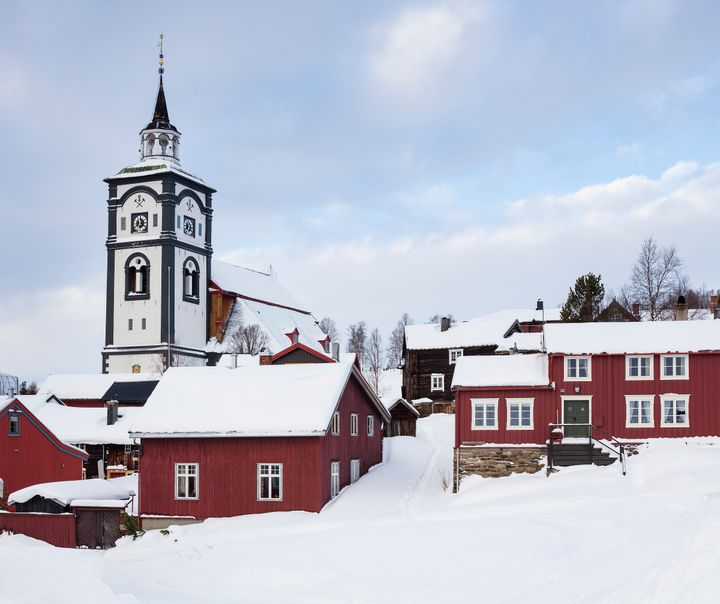 Røros kirke. Fra det norske verdensarvområdet Røros bergstad og Circumferensen.