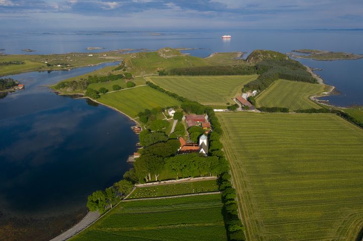 Utstein kloster sett fra luften.