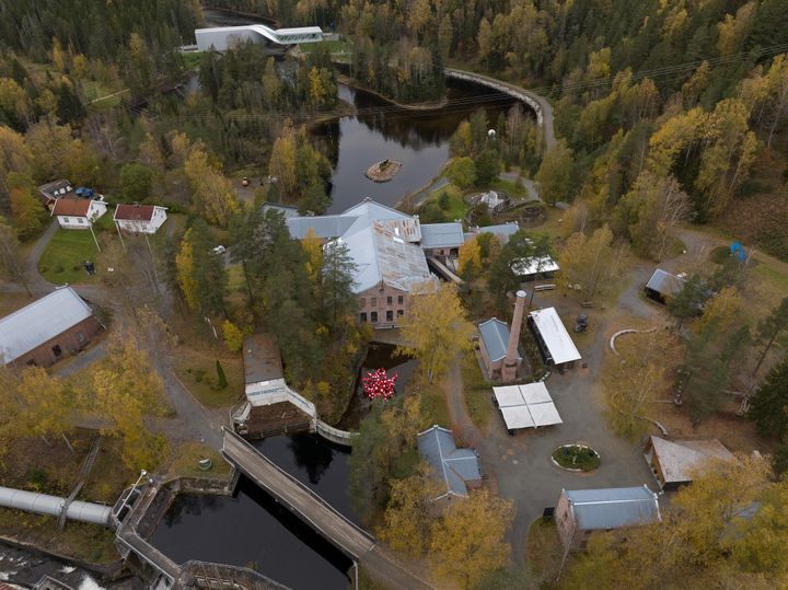 Tresliperiet på Kistefos og området rundt, sett fra luften