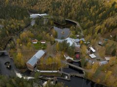 Kistefos Træsliberi på Jevnaker sett fra lufta.