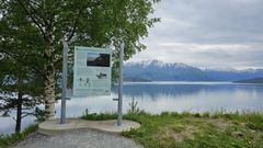 Skilting ved Vangdal helleristningsfelt.