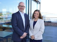 Finansdirektør Geir-Egil Bolstad og konsernsjef Klara-Lise Aasen I SpareBank 1 Østlandet.