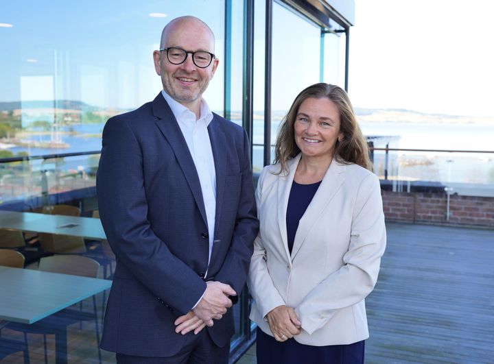 Finansdirektør Geir-Egil Bolstad og konsernsjef Klara-Lise Aasen I SpareBank 1 Østlandet.