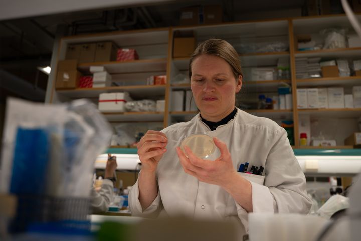 Kvinne studerer funn på laboratorium