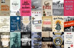Norske bokutgivelser fra de senere år med historisk tematikk. Illustrasjon: Fritt Ord