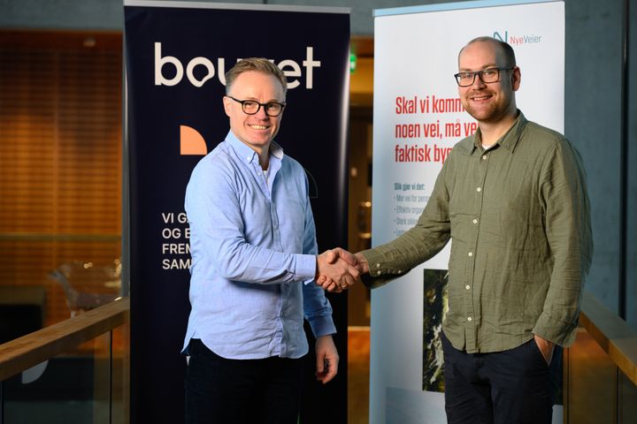 Andreas Brovig, leder for IT, analyse og digitalisering i Nye Veier AS og Morten Njåstad Bråten, Kundeansvarlig for Nye Veier i Bouvet