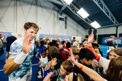 Casper Ruud møtte flere hundre barn på tennisfesten på Lade i Trondheim i helgen.