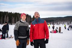 Klima- og miljøminister Andreas Bjelland Eriksen (AP) og DNTs Dag Terje Klarp Solvang.
