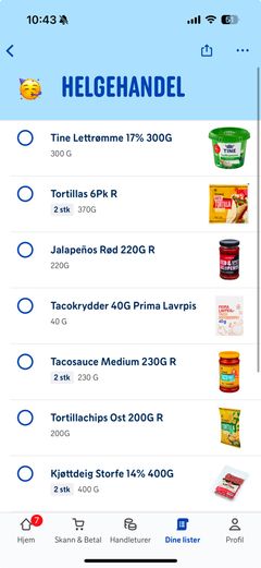 Delbar handleliste gjør det enklere for kunden å planlegge.