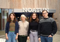 F.v. emneansvarlig og underviser Kaja Olsen, prosjektleder Marit Bjørnevik, studieveileder Matilda Smollny, og emneansvarlig underviser Brandon Garcia.