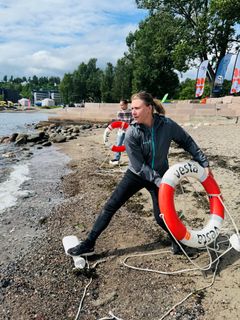 Livredningskurs på Sollerudstranda, pedagogisk leder Cathrine Solgaard, Oslo kommune