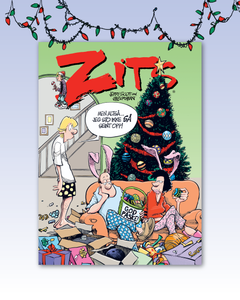 Zits skildrer 15-åringen Jeremys dagligliv, og er en av Pondus-pappa Frode Øverlis favoritter. Han bidrar da også med en tegning på innsiden av omslaget, der Pondus anbefaler serien.