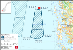 KART: Vindturbinene skal plasseres nordvest for Bergen, utenfor Øygarden kommune og nord for Vestavind D.