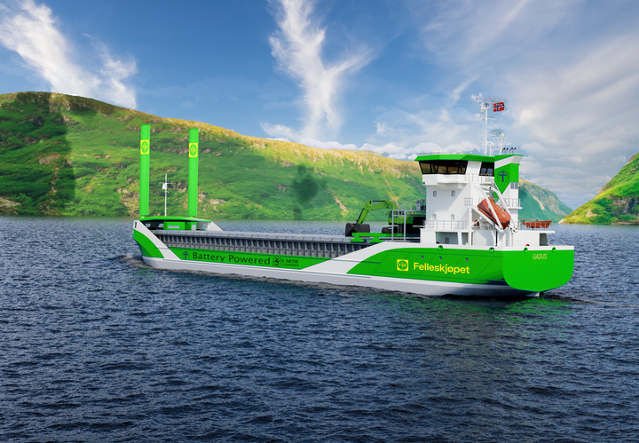 Rederiet K. Sætre planlegger nytt batterielektrisk frakteskip som skal gå langs kysten med korn og gjødsel for Felleskjøpet. Felleskjøpet Agri planlegger ladeanlegg på Vestnes og i Moss.