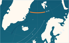 I overflaten strømmer vann fra Nord-Atlanteren inn i de nordiske hav, der det synker og strømmer tilbake sørover i dypet. Forskningstokt i 2002 og 2016 avslørte at vannet ved 75 grader nord (oransje) hadde endret seg betraktelig.