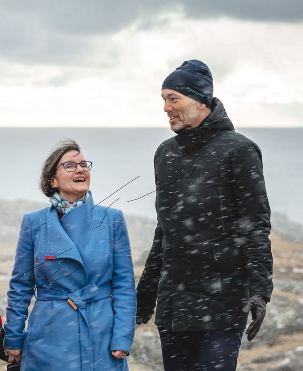 Sonja Indrebø er ansvarlig for flytende havvind i Corio og Jarle Dyrdal er ansvarlig for havvind i Å Energi.