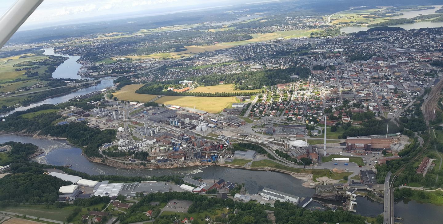 Luftfoto av Sarpsborg. Foto.
