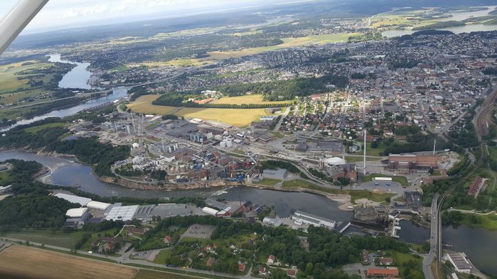 Luftfoto av Sarpsborg. Foto.