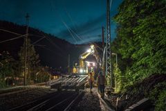 Anleggsmaskin, jernbane. Foto.