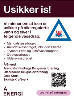 Annonse om usikker is. Foto.