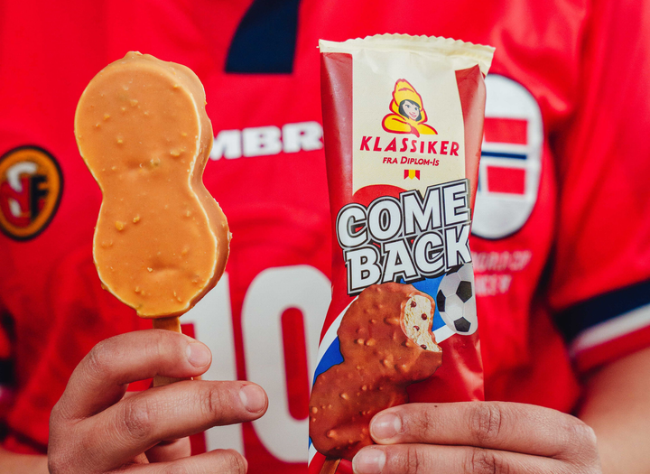 VM-Comeback: Det er snart tre tiår siden Norge sist spilte fotball-VM for menn. Nå er herrelandslaget igjen klar for mesterskap, og Diplom-Is markerer anledningen ved å hente tilbake isen mange husker som Drillo-isen.