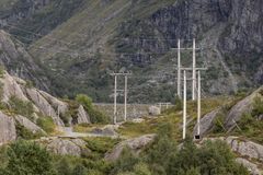 Kraftlinjer ved Fjellhaugvatn i Matre, Kvinnherad.