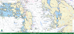 Bilde av et detaljert nautisk kart over et område i Norge, vist på Norgeskart.no.