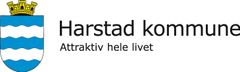 Harstad kommune sin logo. Byvåpen og tekst.