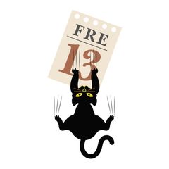 En svart katt klorer på et kalenderark der det står "FRE 13".