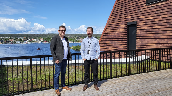 Øivind M. Kvammen, markeds- og forvaltningsdirektør i eiendomsselskapet Værste, og Jørgen Brække, leder for Sopra Steria i Fredrikstad.