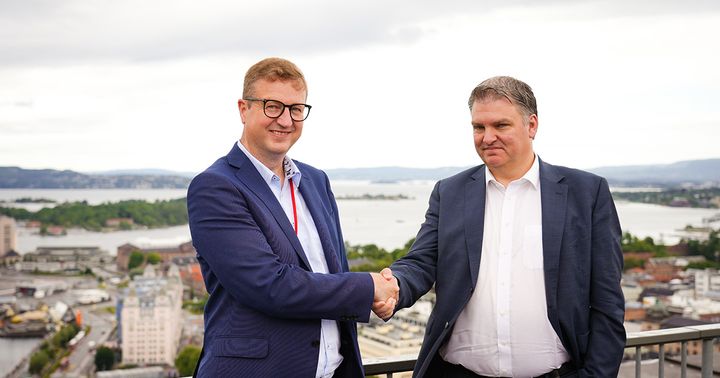 Arne Erik Berntzen i Posten Bring og Odd Inge Bjordal i Sopra Steria