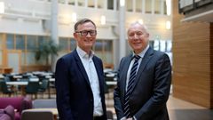 Dag Fladby, CFO i Norconsult og Kjell Rusti, administrerende direktør i Sopra Steria.