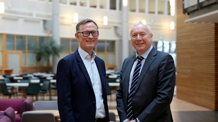 Dag Fladby, CFO i Norconsult og Kjell Rusti, administrerende direktør i Sopra Steria.
