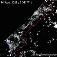 Et satelittbilde tatt i september 2023 viser Gaza før konflikten og ødeleggelsene begynte.